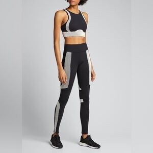 Alo Yoga Electric High-Waist Leggings black white stripes airbrush fabric